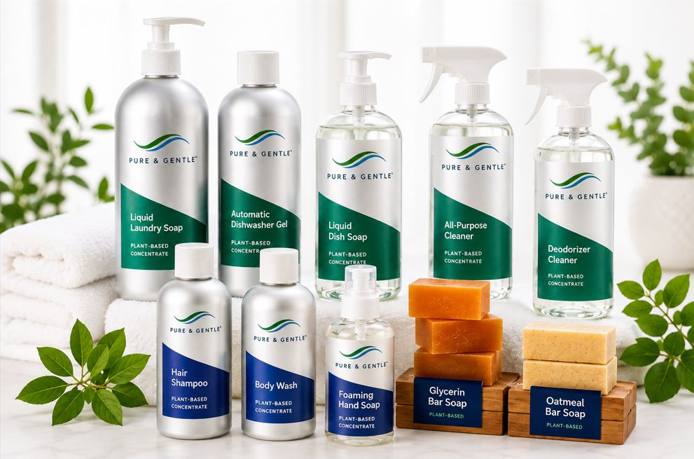 Pure & Gentle plant-based home and personal care products